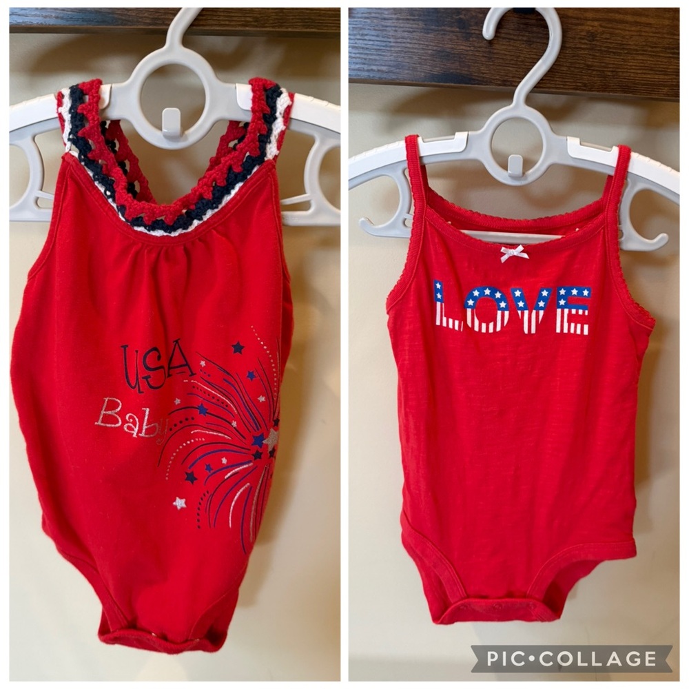 Koala Kids Carter's Baby Girls Patriotic One Piece Bodysuit Bundle Size 18 M